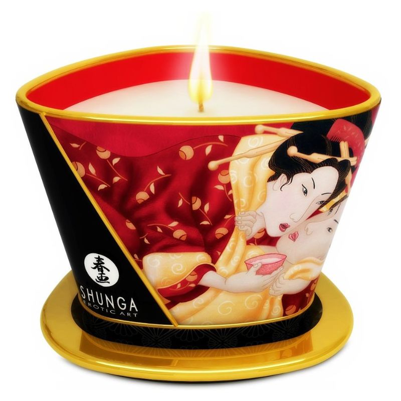 SHUNGA Bougie de massage vin pétillant à la fraise 170 ml
