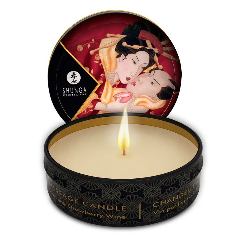 SHUNGA Bougie de massage vin pétillant à la fraise