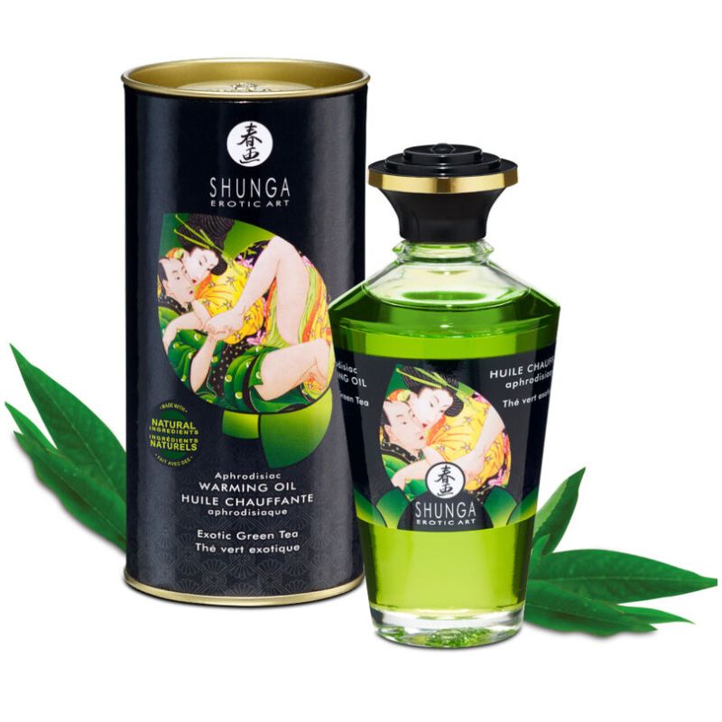 SHUNGA - Huile de massage chauffante thé vert Bio (comestible)