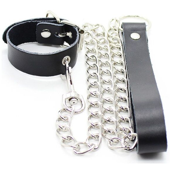 OHMAMA Collier pénis et laisse métallique