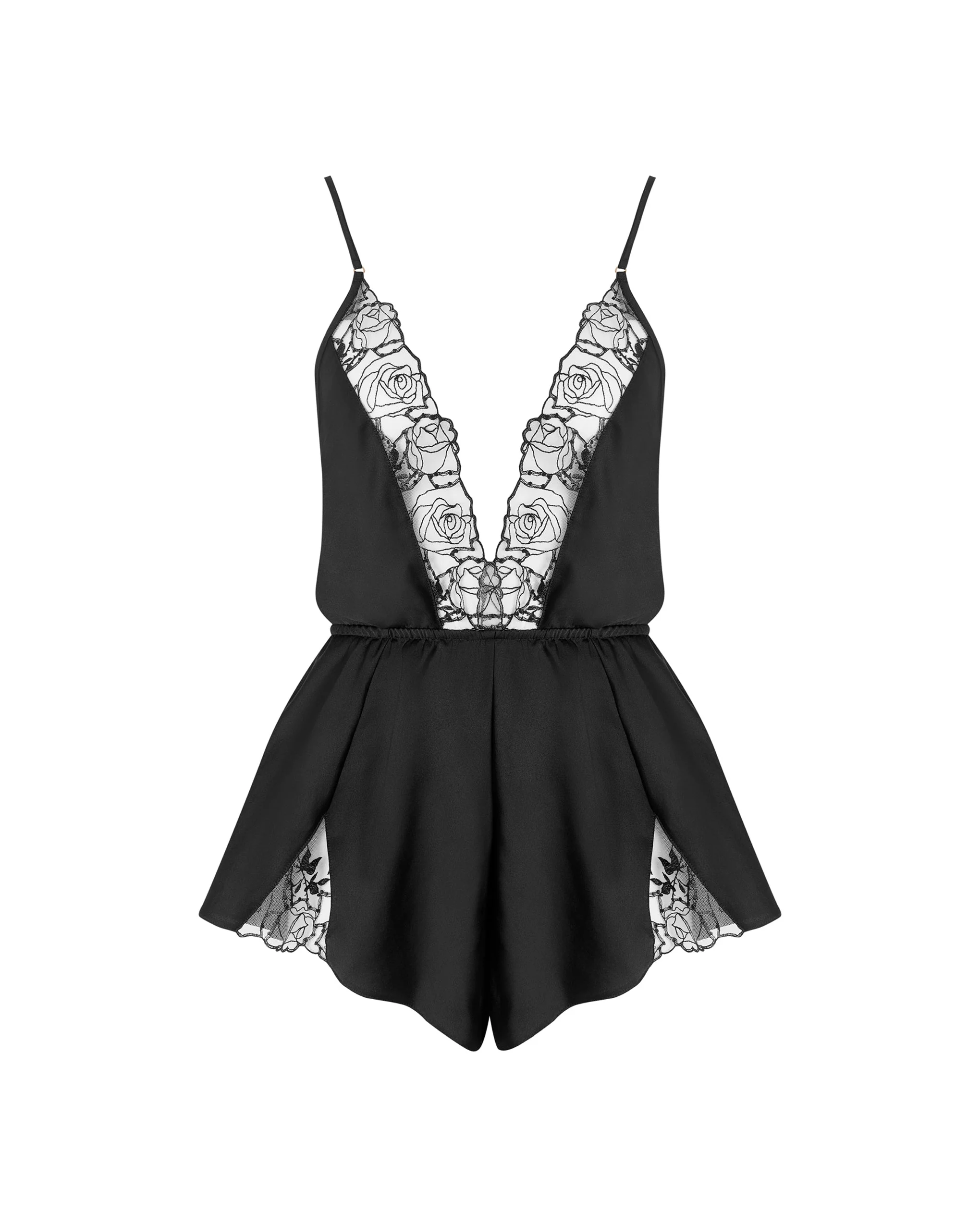 Bluebella Body en satin luxueux Rosalie Noir/Transparent