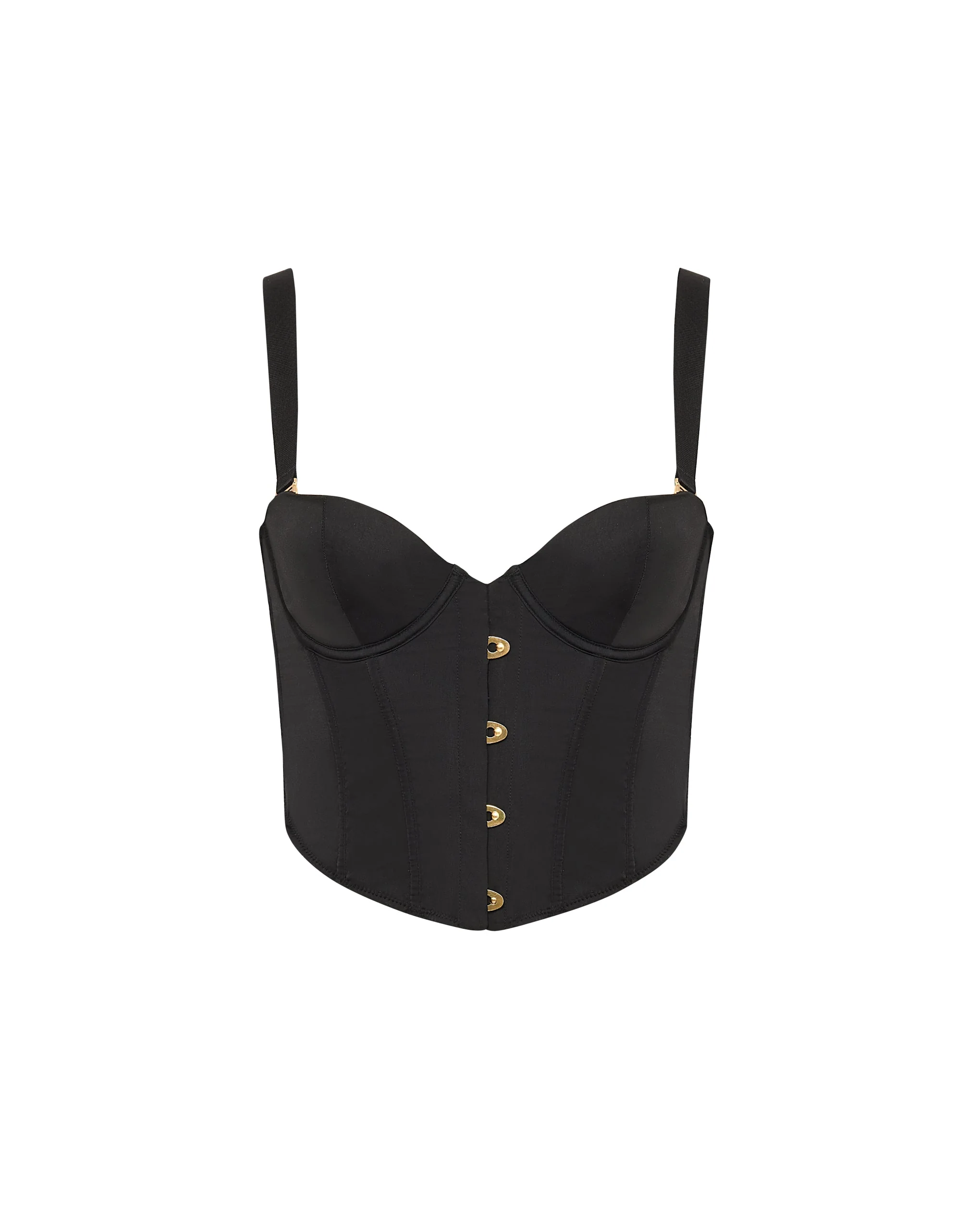 Bluebella Corset Jean en Satin à Armatures Noir