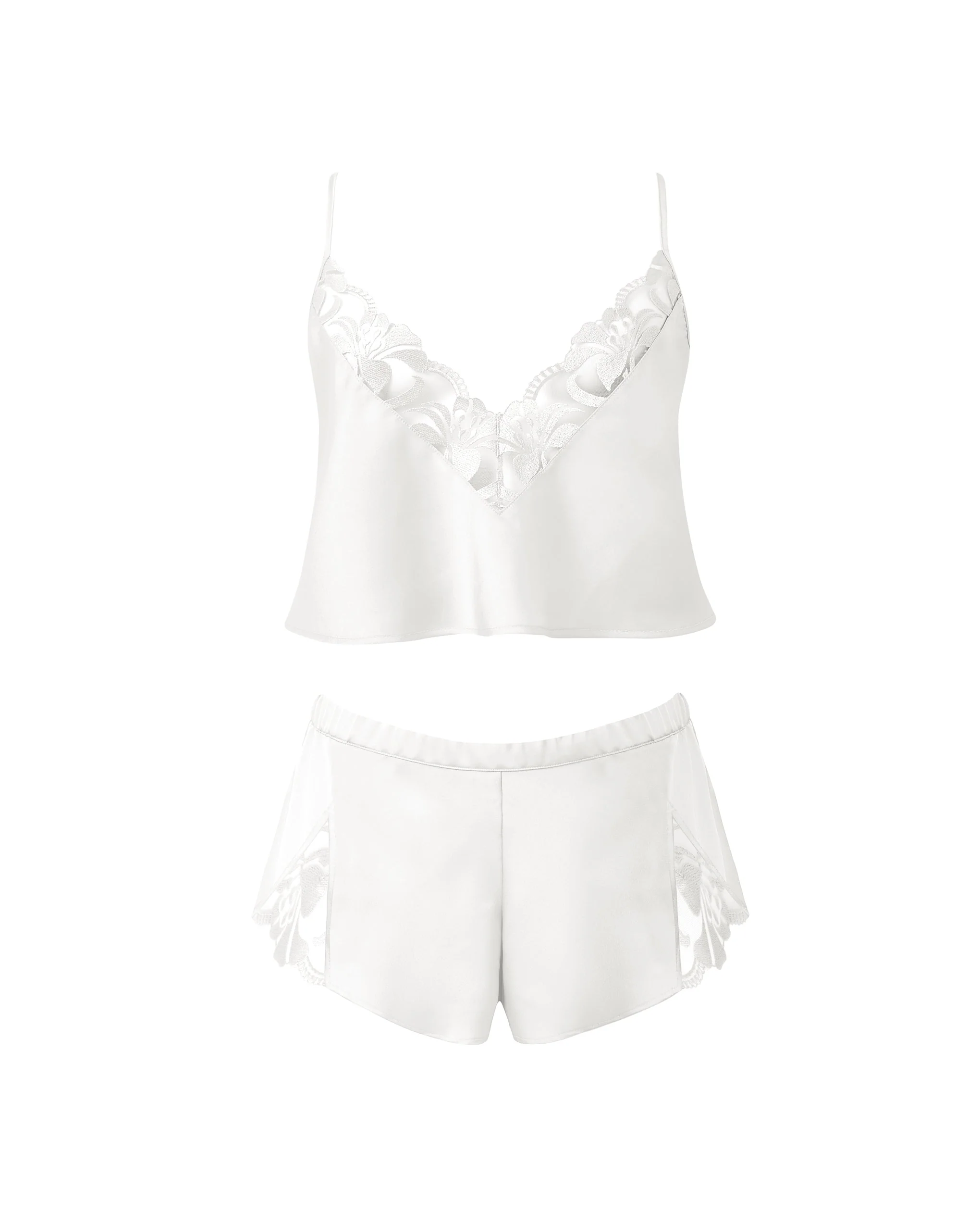 Bluebella Ensemble Caraco et Short en satin Luxueux Leonora Blanc/Transparent