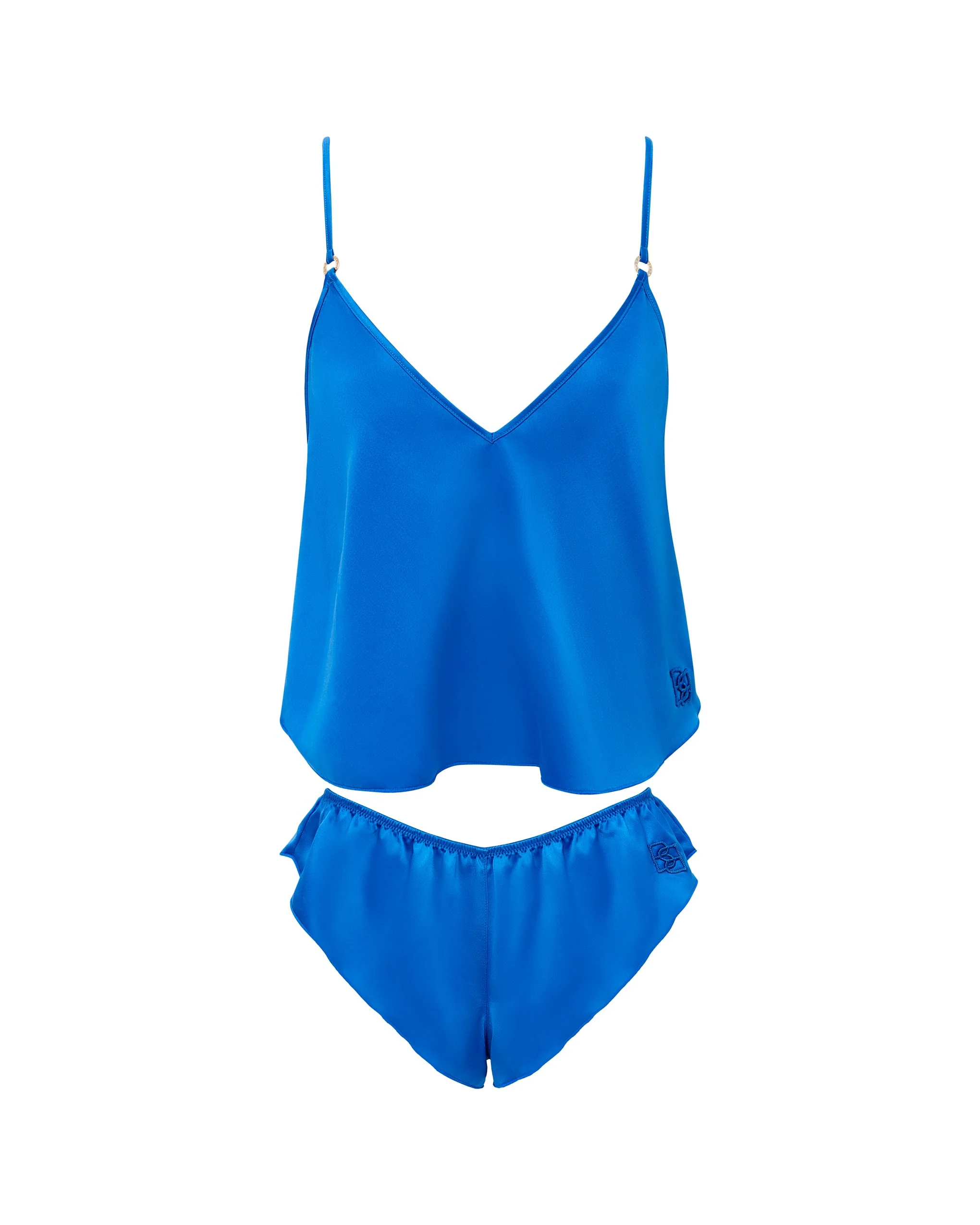 Bluebella Ensemble Caraco et Short Faye en Satin Luxueux Bleu Égyptien