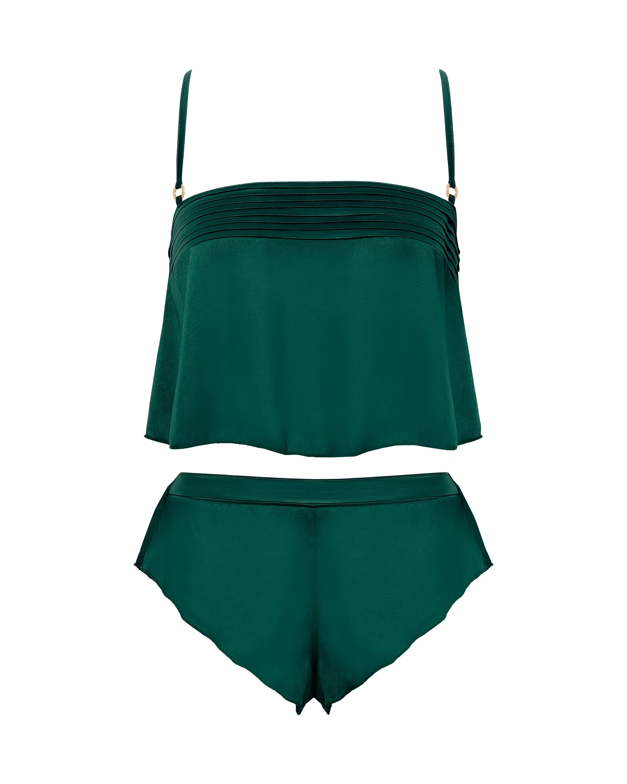 Bluebella Ensemble Caraco et Short Stephanie en Satin Luxueux Vert Jardin Botanique