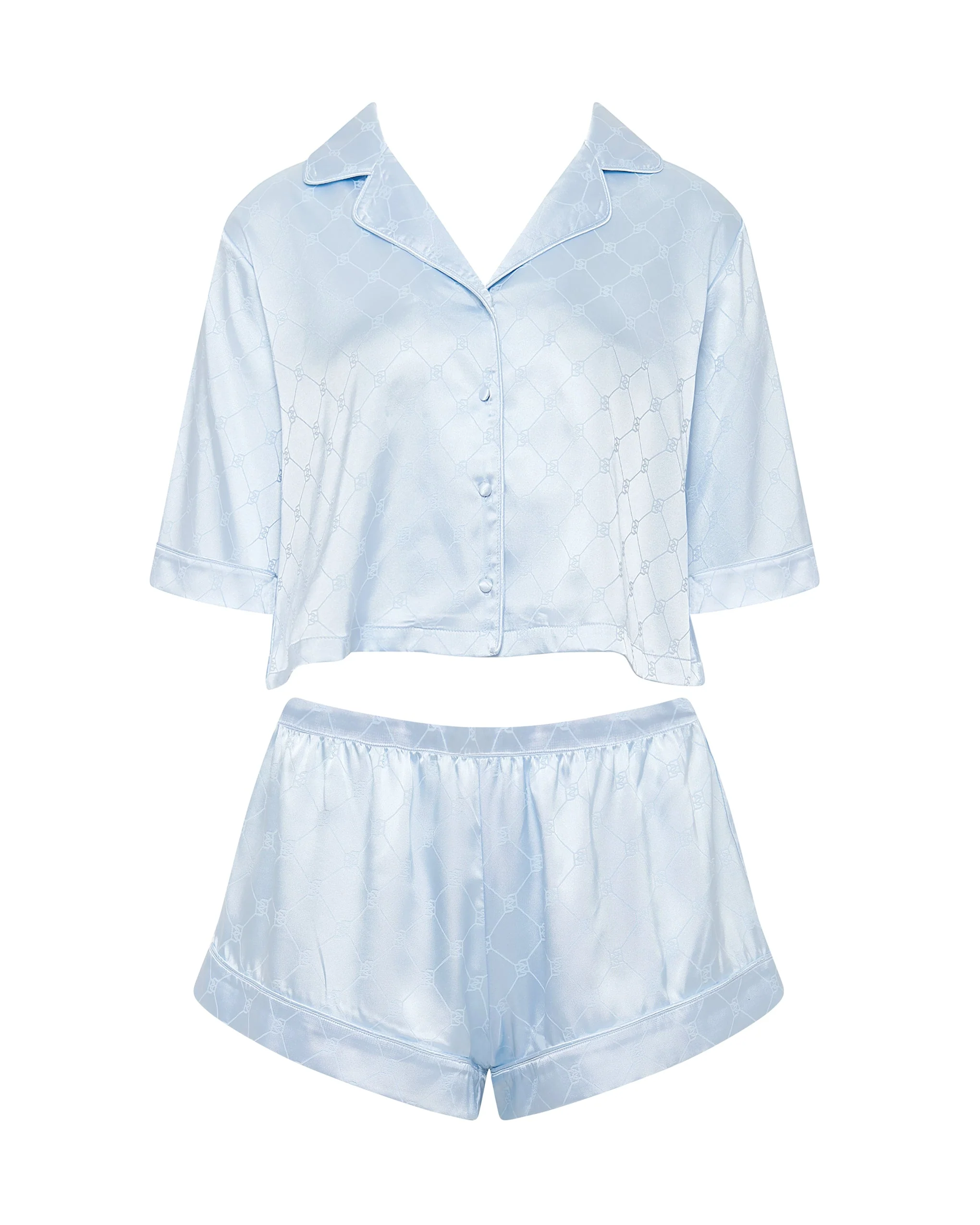 Bluebella Ensemble Pyjama Court Helene en Satin Luxueux Bleu Glacé
