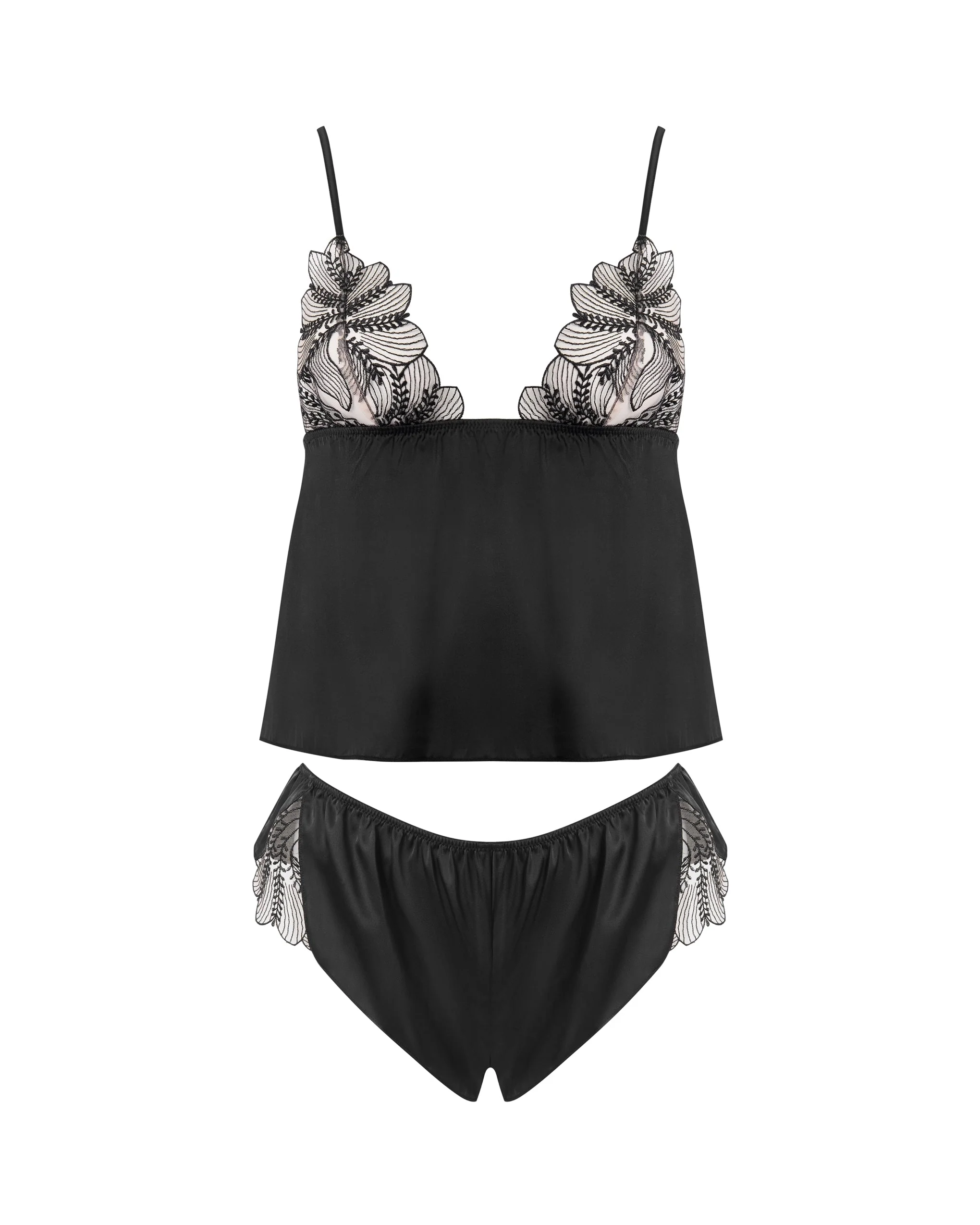 Bluebella Ensemble Sadiya Caraco et Short en Satin Transparent Noir