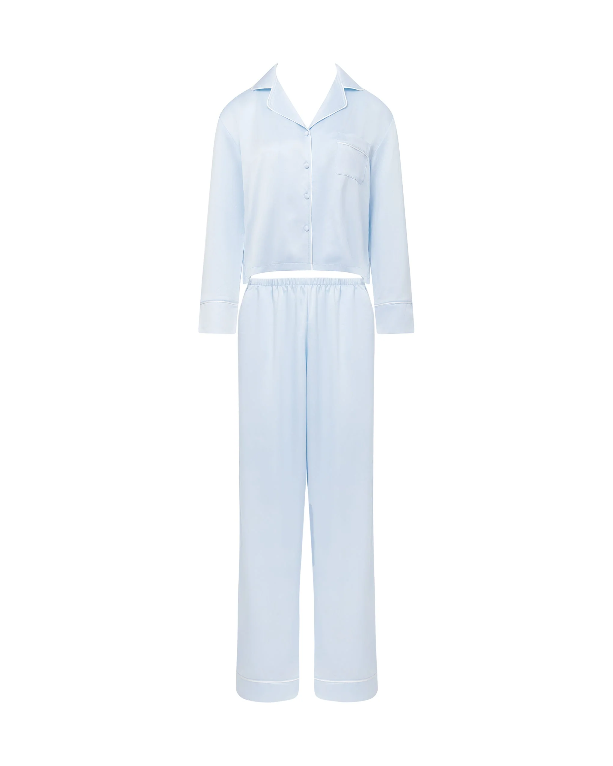 Bluebella Ensemble Sara en Satin Luxueux Bleu Glacé/Blanc