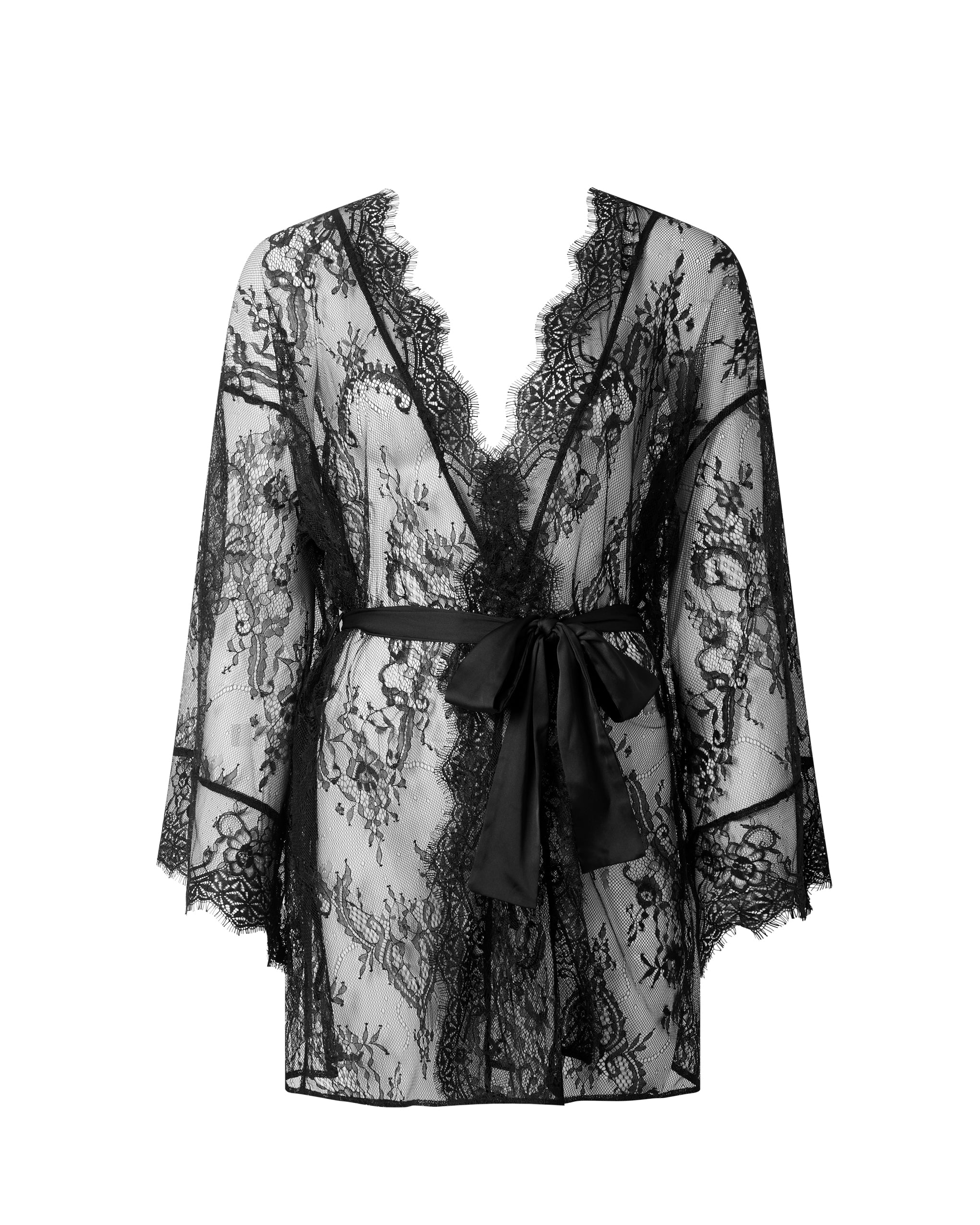 Bluebella Kimono Madeline en Dentelle transparente Noir