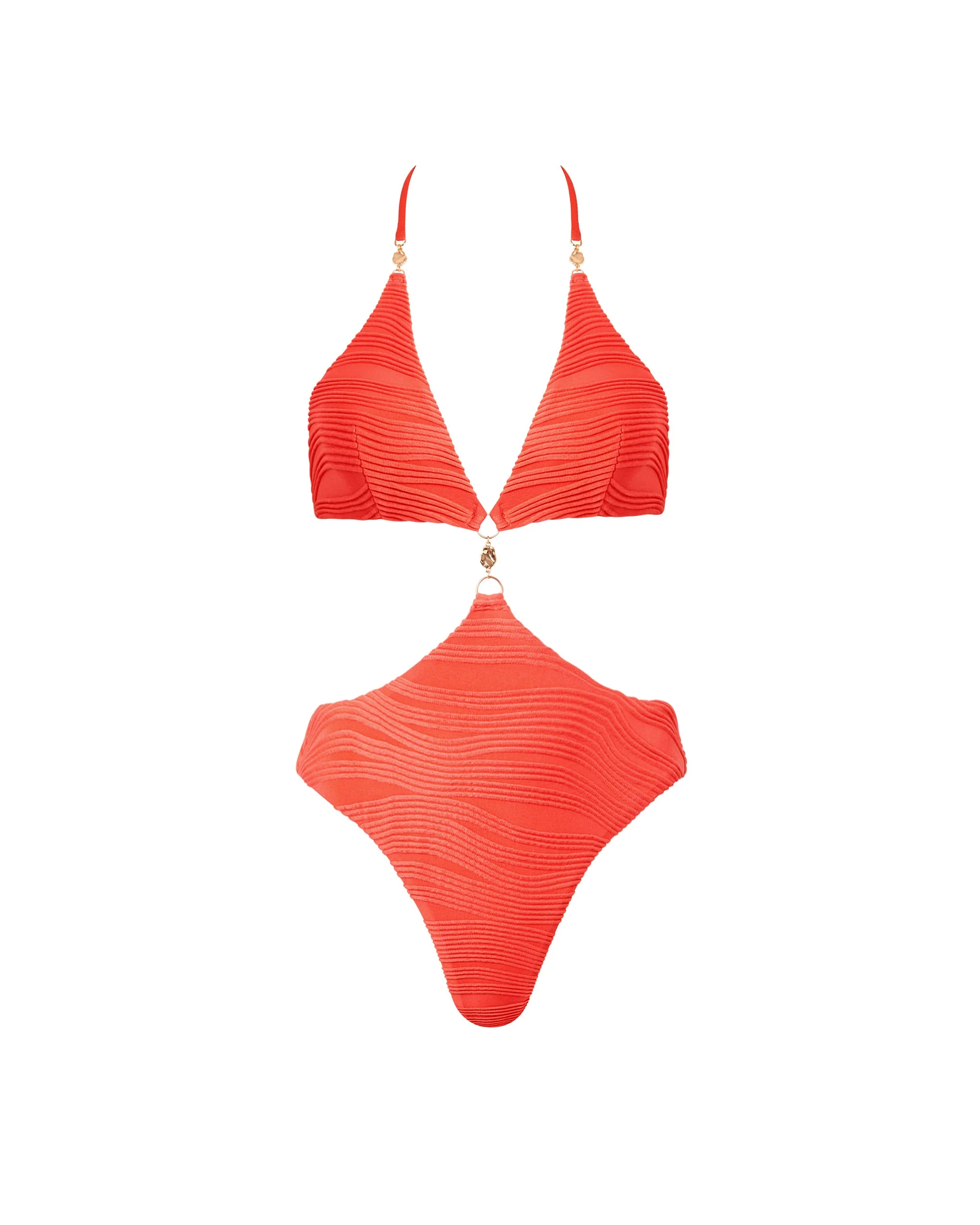 Bluebella Maillot de Bain Plongeant Ouvert Orta Corail Chaud