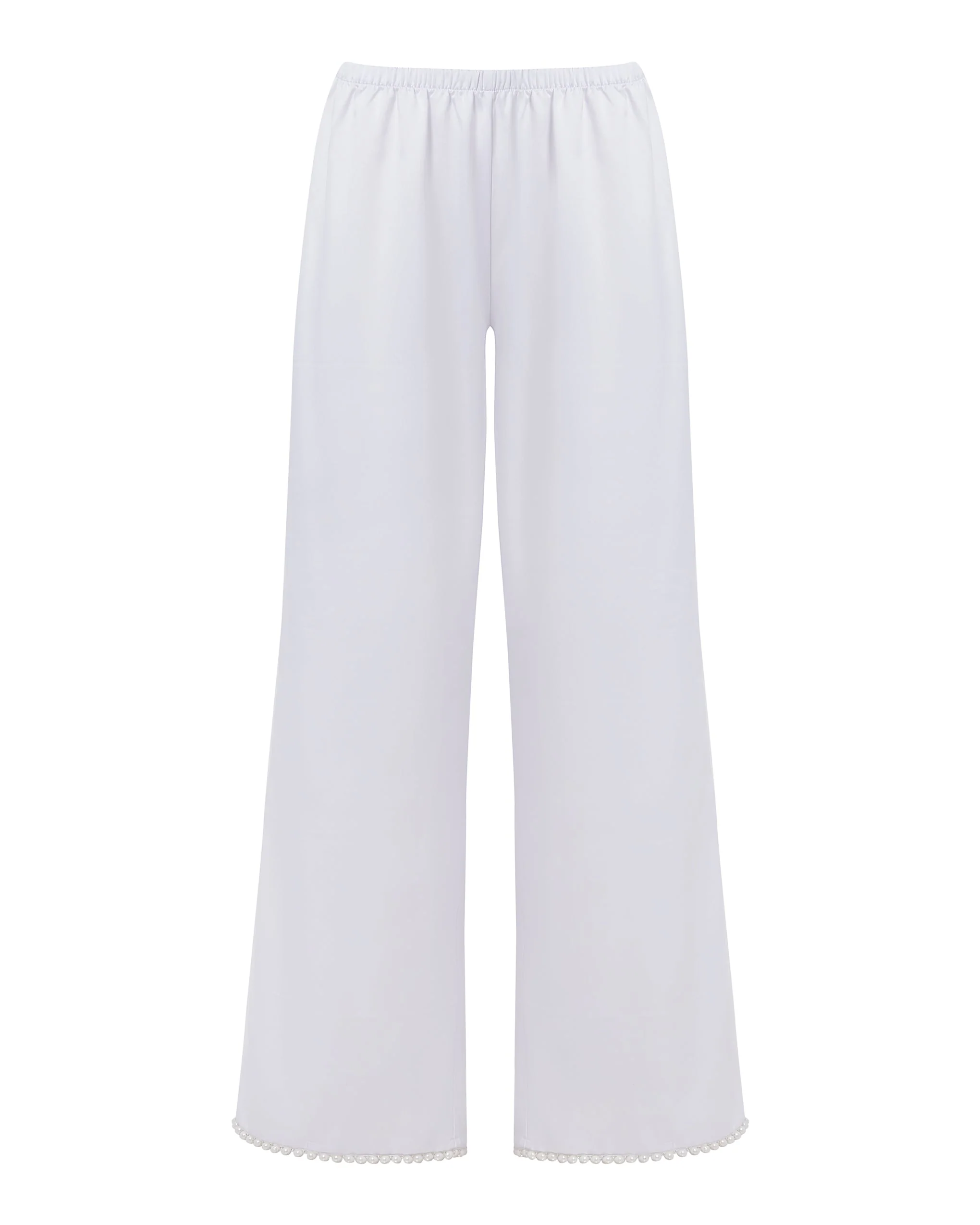 Bluebella Pantalon en Satin Luxueux avec Perle Blanc/Nacre