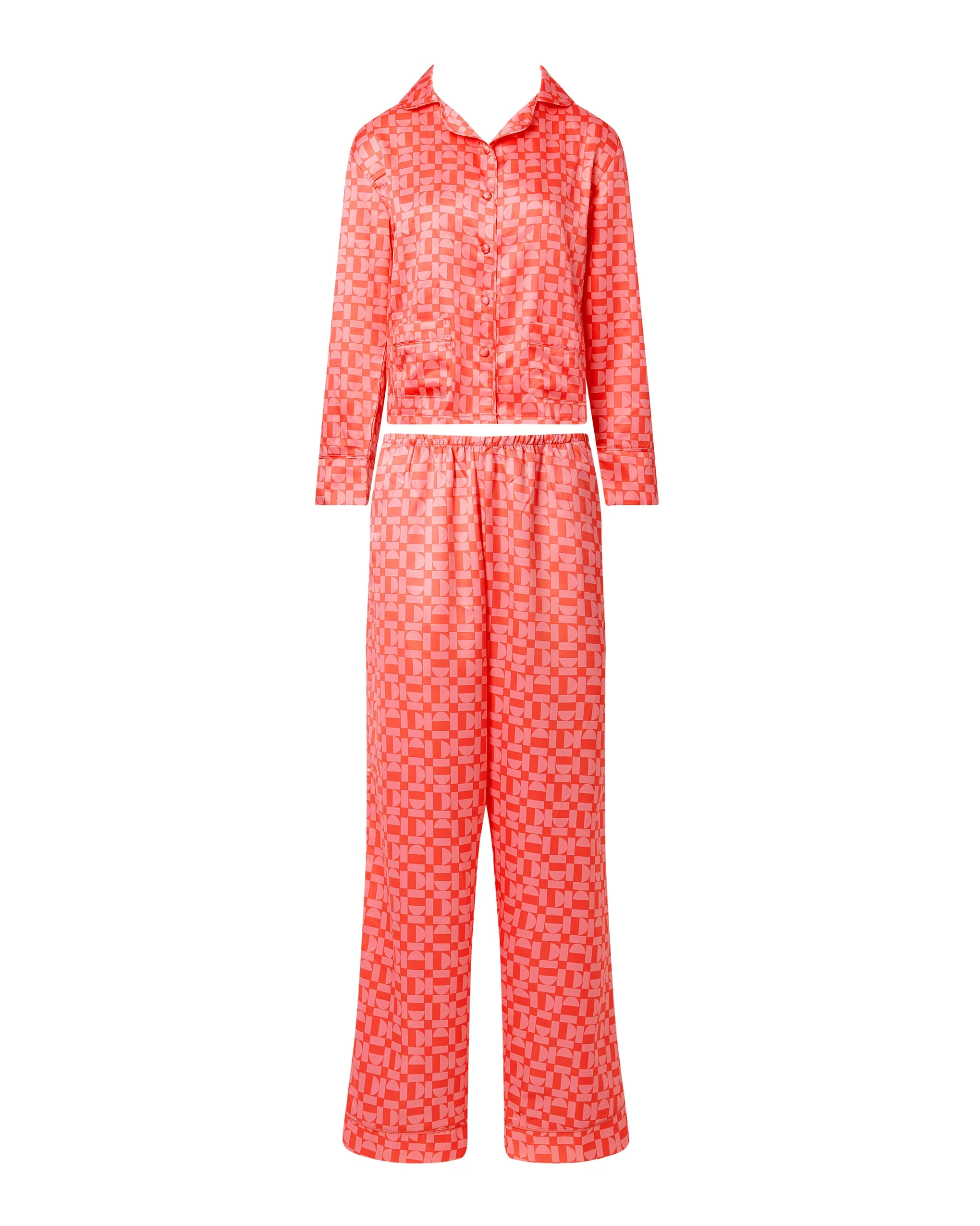 Bluebella Pyjama Long en Satin Luxueux Tabitha Corail chaud/Rose vif