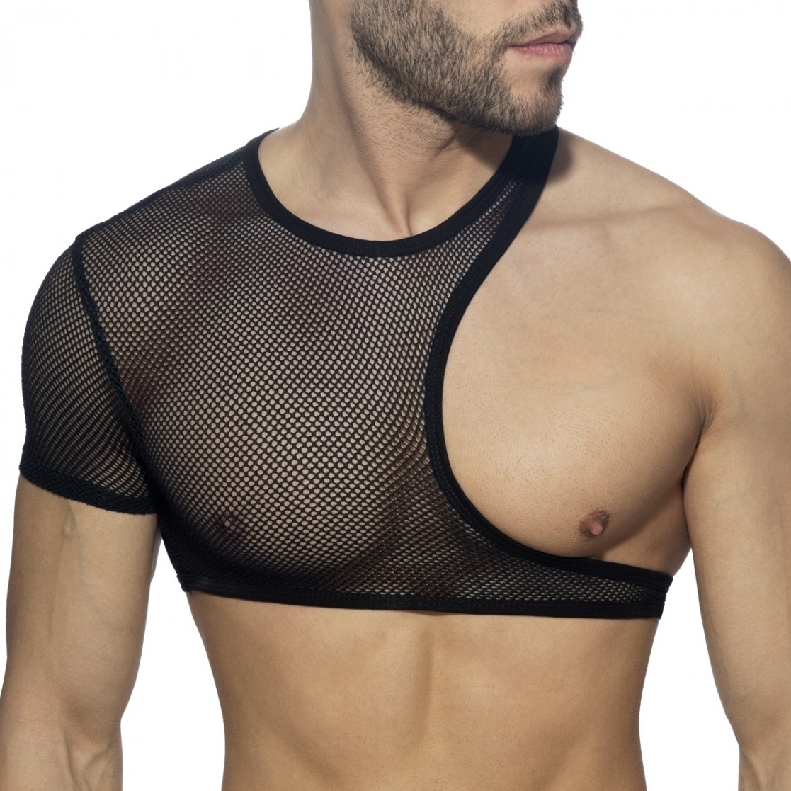 AD Fetish Crop Top IRREGULAR MESH Noir
