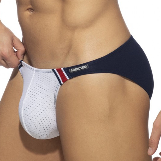 Addicted Bikini MINI MESH Marine-Blanc