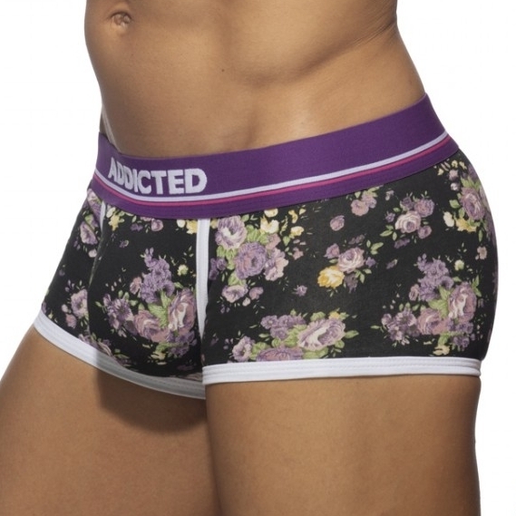 Addicted Boxer VIOLET FLOWERS Noir-Violet