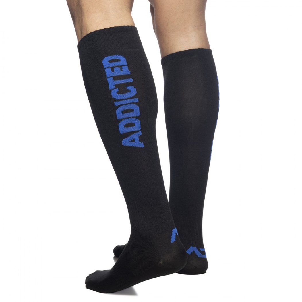 Addicted Chaussettes hautes FETISH SOCKS Noir-Bleu