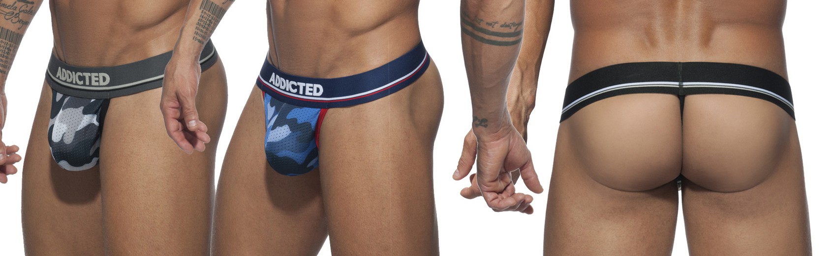 Addicted Pack 3 Thongs CAMO Mesh Push Up