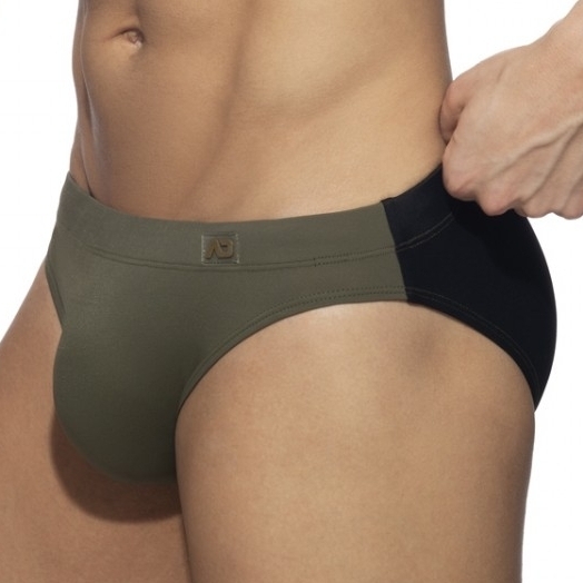 Addicted Slip de bain BICOLOR SWIM Kaki-Noir