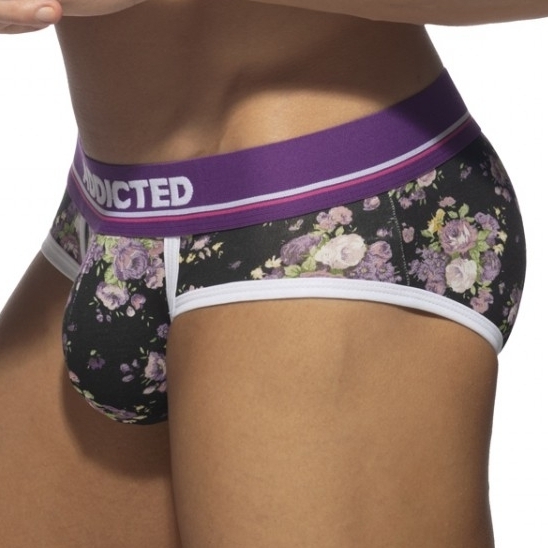 Addicted Slip VIOLET FLOWERS Noir-Violet