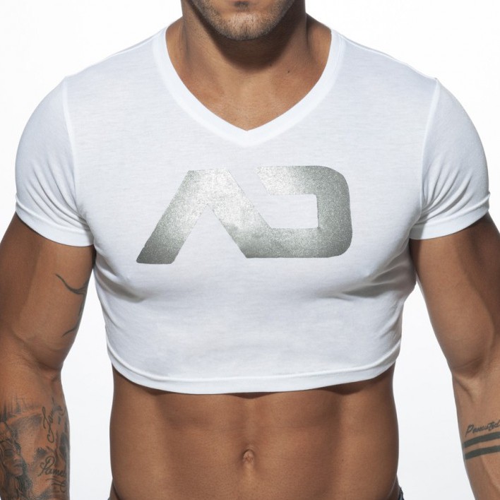 Addicted T-shirt court CROP AD Blanc