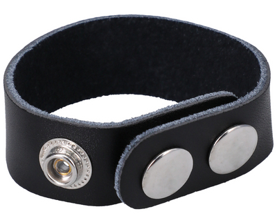 Anneau pénien ajustable en cuir THE LEATHER 3 SNAP Noir