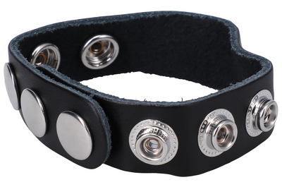 Anneau pénien ajustable en cuir THE LEATHER 5 SNAP Noir