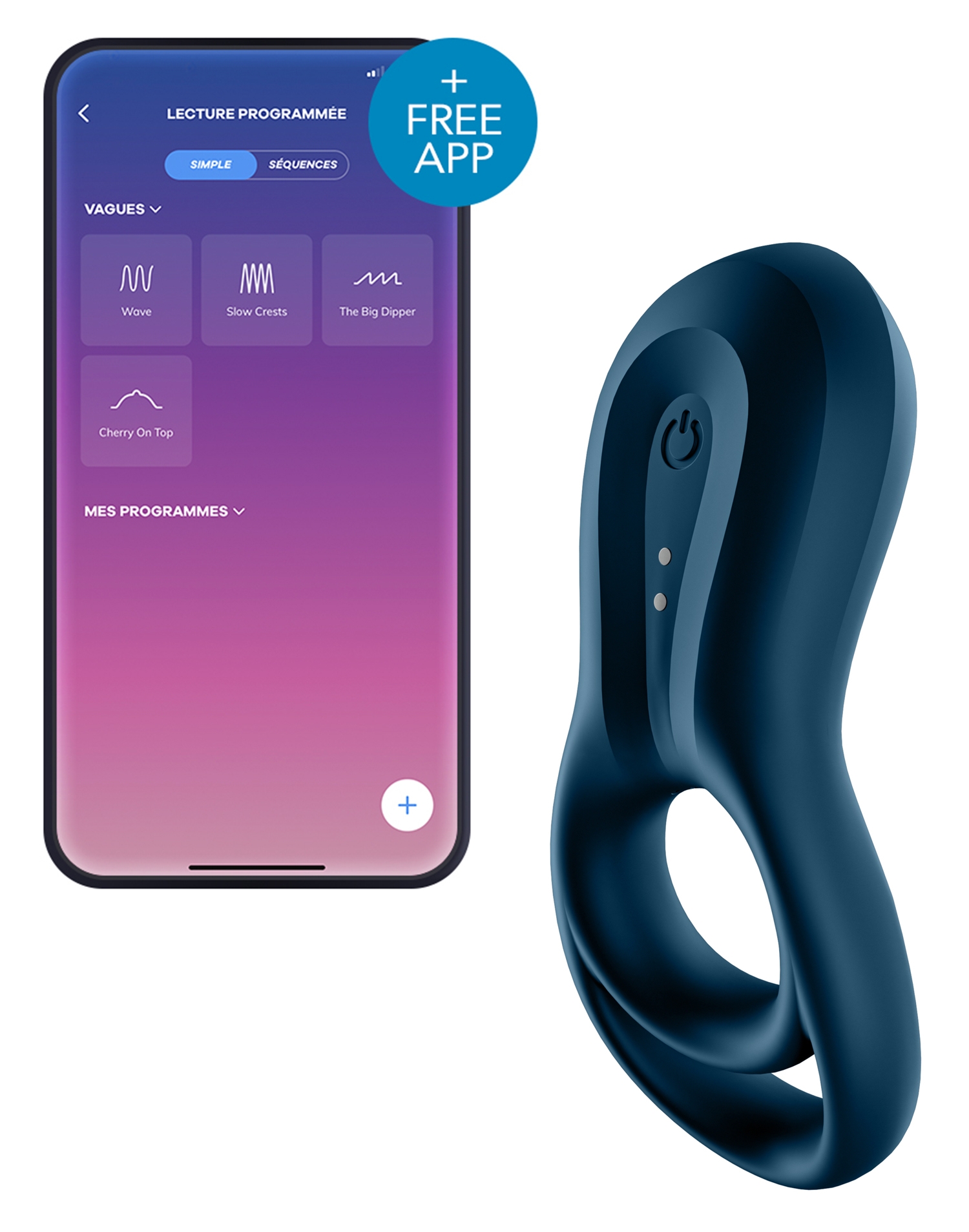 Anneau pénien connecté Vibrant Satisfyer EPIC DUO Navy