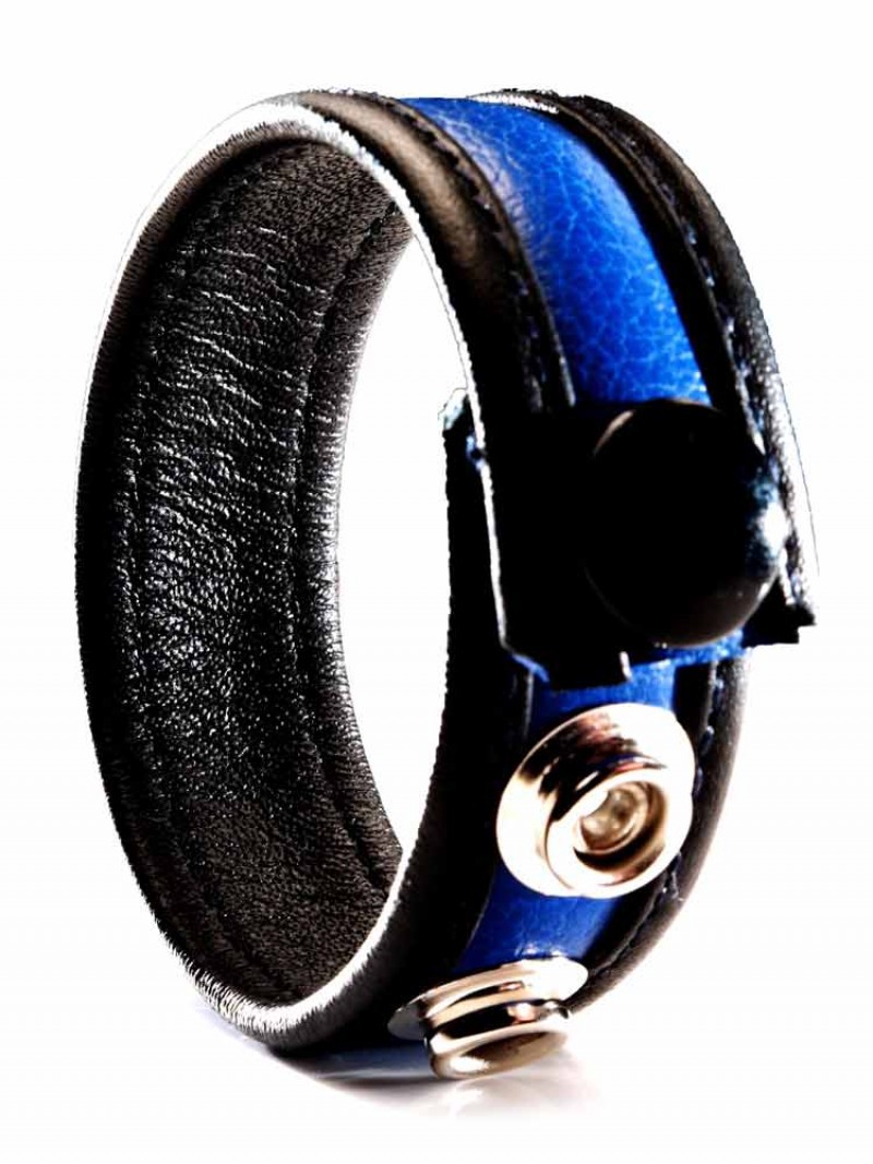 Anneau pénien Cuir Noir-Bleu