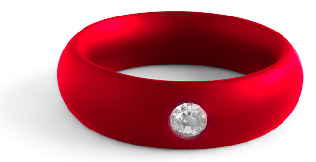 Anneau pénien en acier DONUT STRASS Rouge