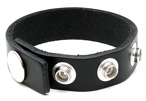 Anneau pénien en cuir BRUT 4 Pressions Noir
