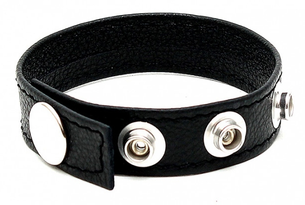 Anneau pénien en cuir LUXE 4 Pressions Noir