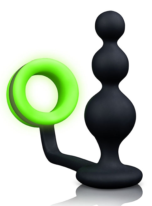 Anneau pénien phosphorescent et Plug BEADS GLOW 10 x 3.3cm