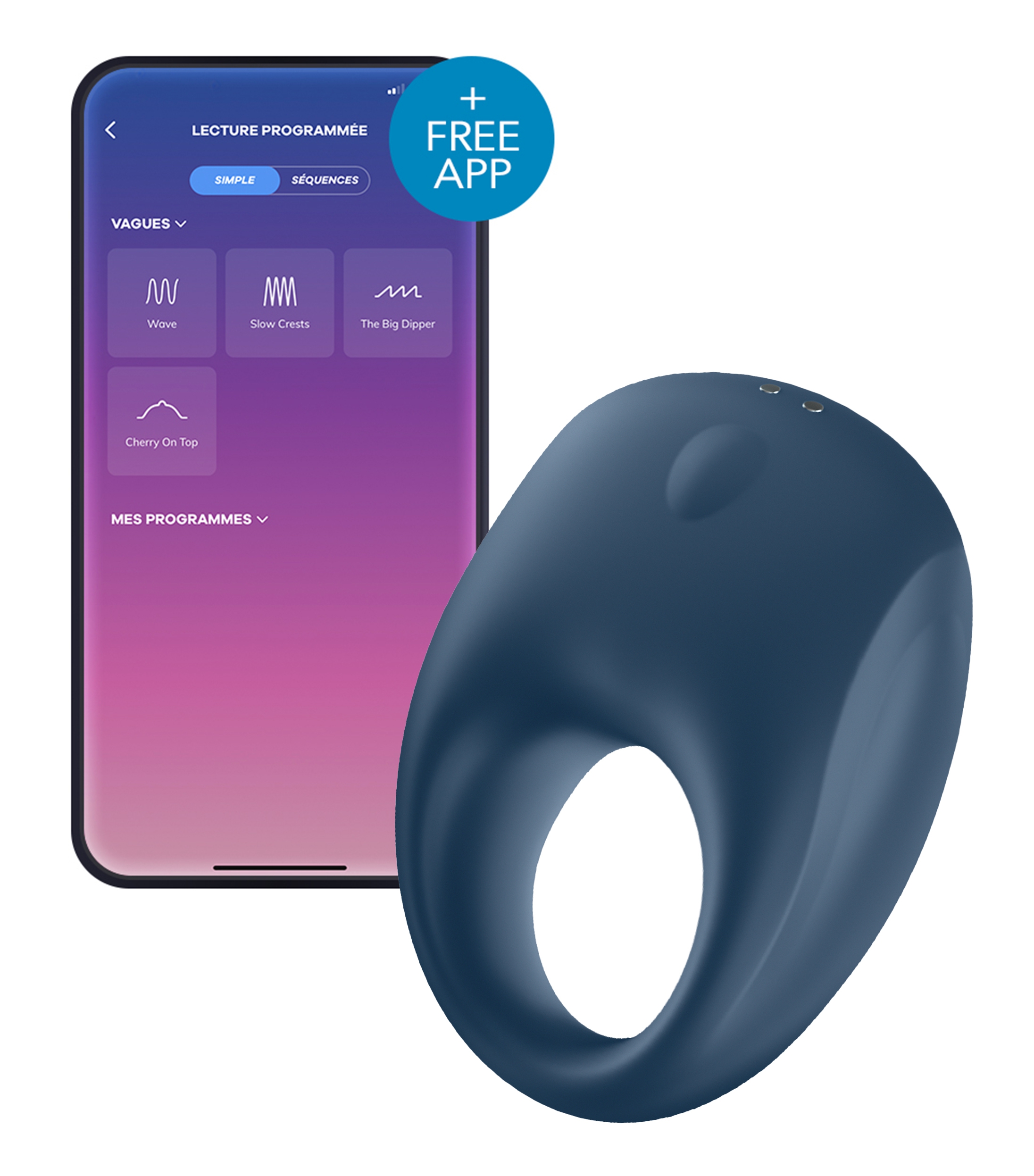 Anneau pénien vibrant connecté STRONG ONE Satisfyer