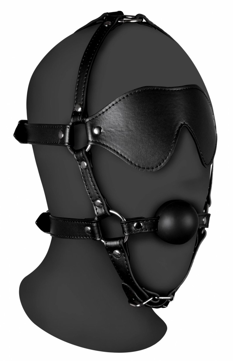 Bâillon Muselière avec Boule et Masque GAG XTREME Noir