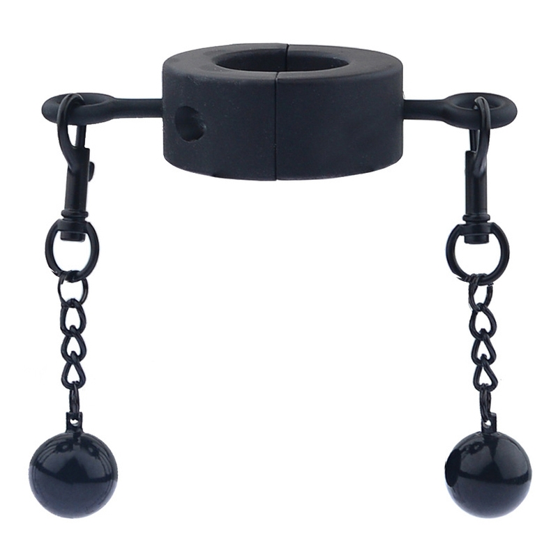 Ballstretcher en métal avec Boules TESTICLE S 32mm - Hauteur 12mm - Poids 275g Noir