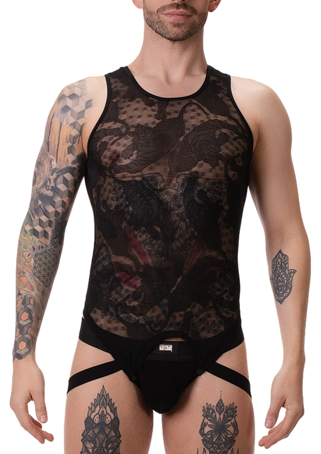 Barcode Berlin Body homme en dentelle ENVER Noir