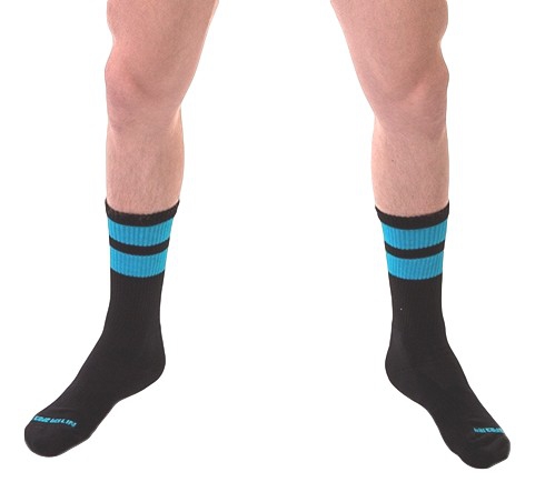 Barcode Berlin Chaussettes GYM SOCKS Noir-Bleu fluo