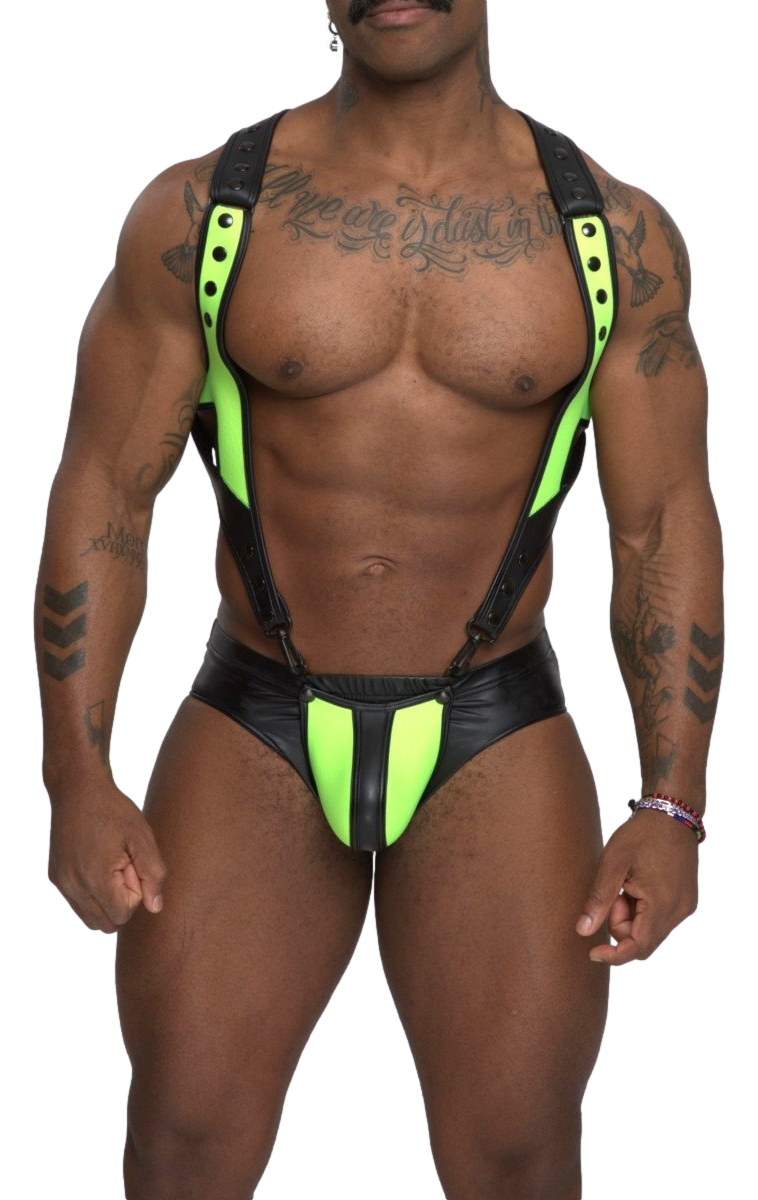 Body Slip NETTUNO Sparta's Harness Noir-Jaune fluo