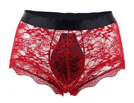 Boxer ouvert en dentelle LACIEN Rouge