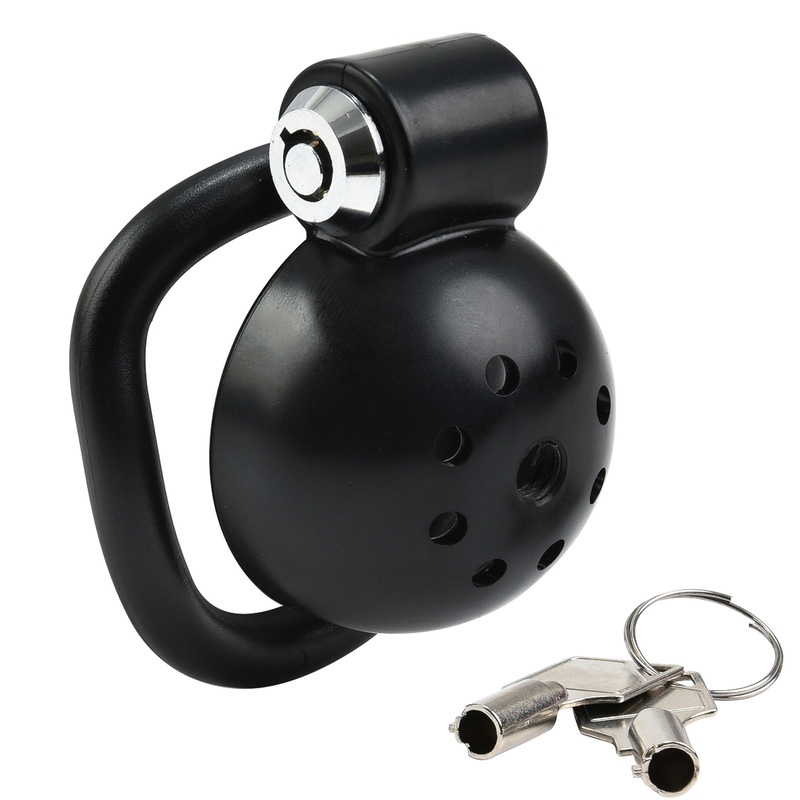 Cage de chasteté courte ROUND LOCK 4 x 3.5 cm Noire