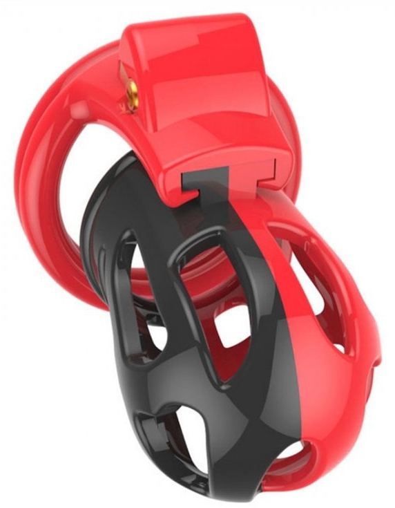 Cage de chasteté JOKER 7.5 x 3cm Rouge-Noir