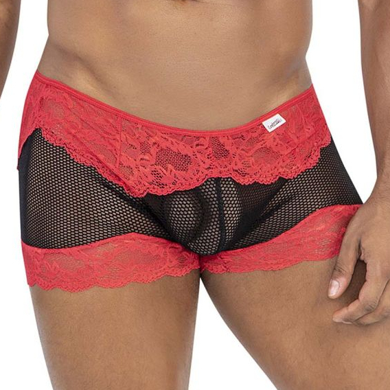 CandyMan Boxer Dentelle HYMEN Rouge et Noir