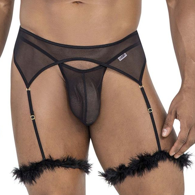 CandyMan String et porte-jarretelles VOLTIS 2 Pièces Noir