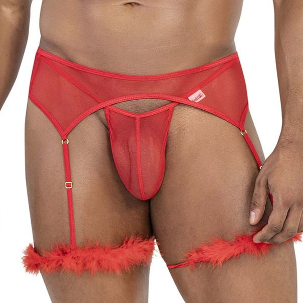 CandyMan String et Porte-jarretelles VOLTIS 2 Pièces Rouge