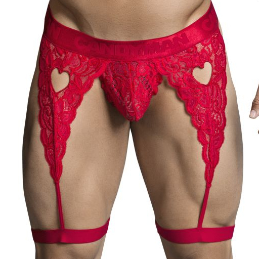 CandyMan String Porte-Jarretelles Dentelle PEITHO Rouge