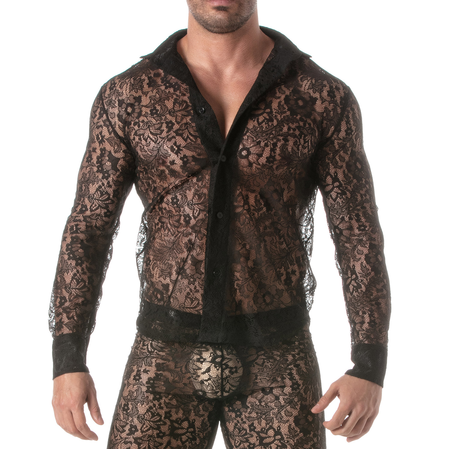 Chemise en dentelle Manches longues LACE SHIRT Noire