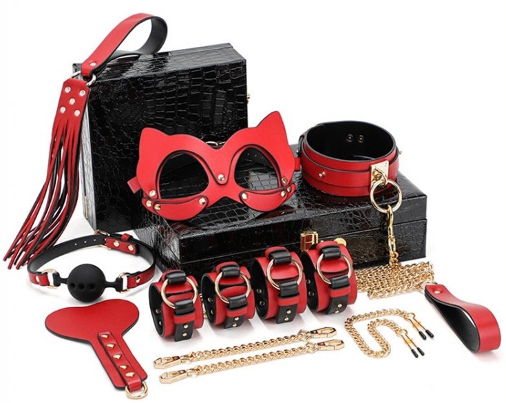 Coffret BDSM LUXURY Noir-Rouge 8 Pièces