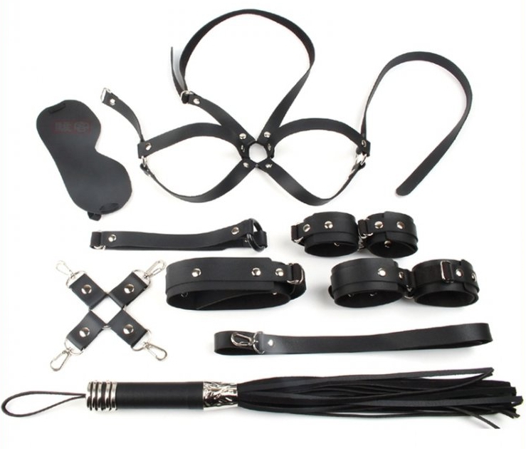 Coffret Bondage SM OBEDIENCE 10 Pièces Noir
