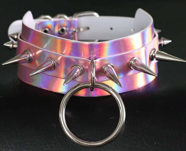 Collier à pointes STROBO LASER Rose