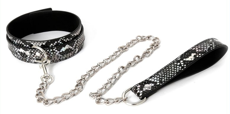 Collier-laisse SNAKINE Noir-Argenté